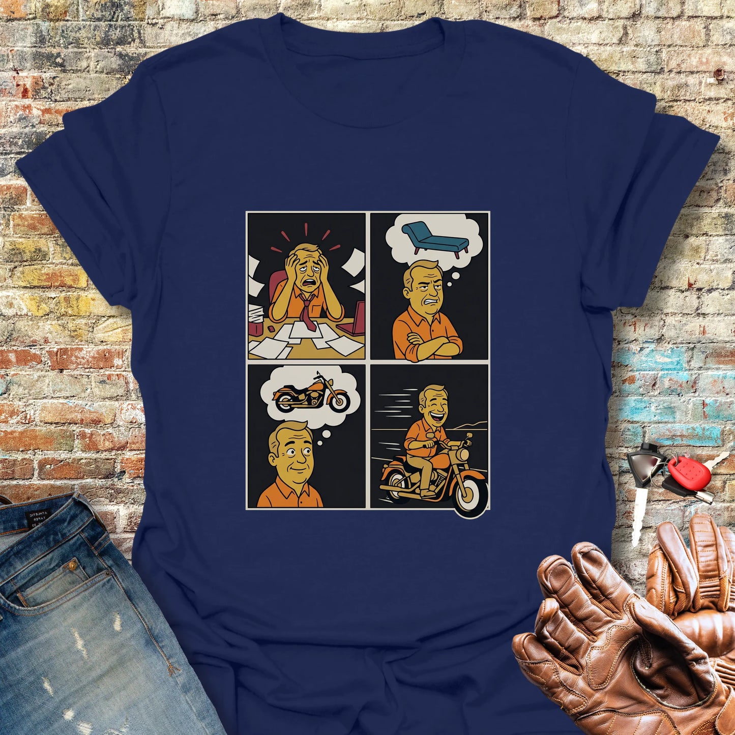Therapy Comic Strip T-Shirt - Navy