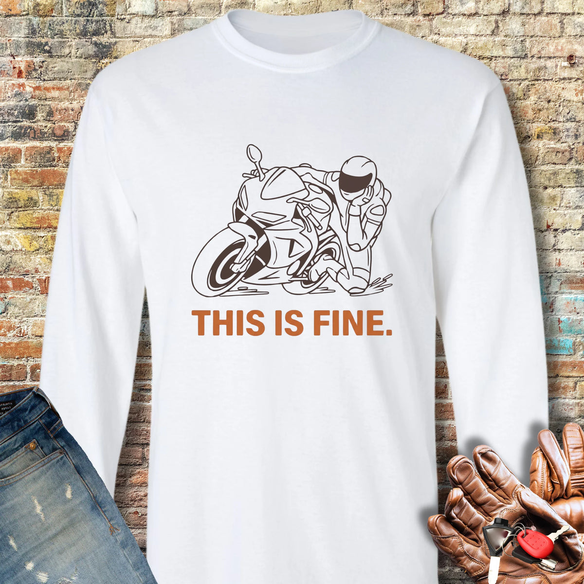 This Is Fine Long Sleeve T-Shirt - White