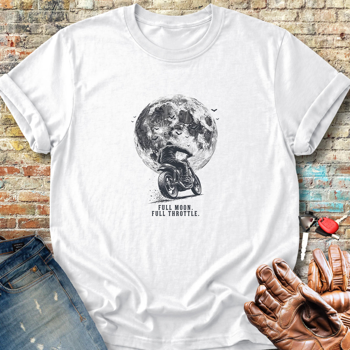 Throttle to the Moon Classic T-Shirt - White