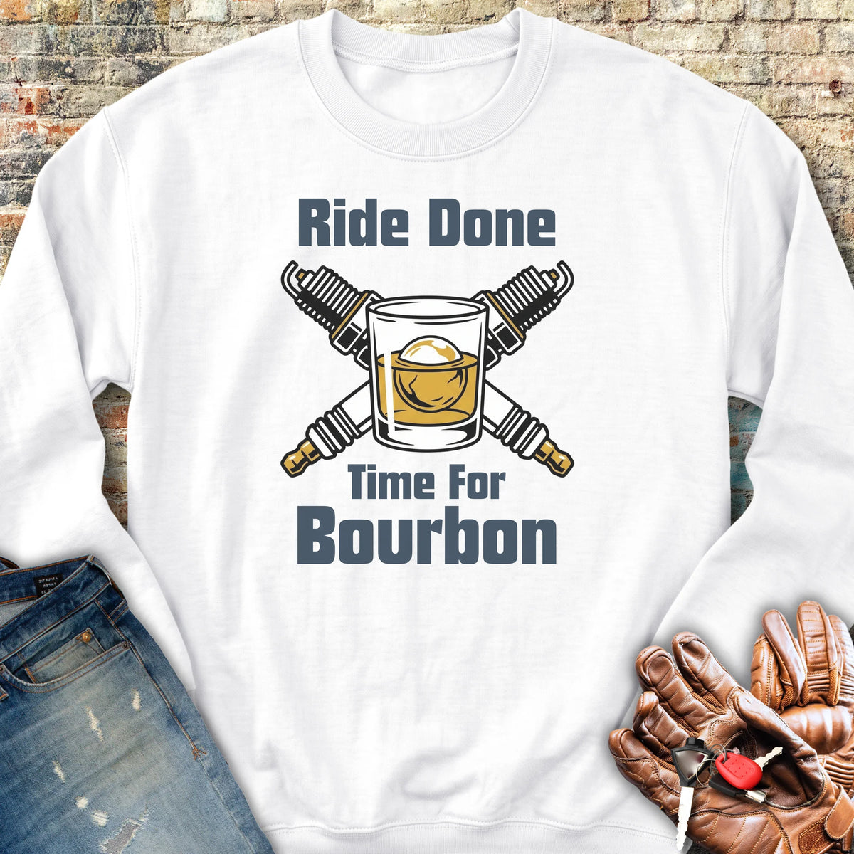 Time For Bourbon Sweatshirt - White