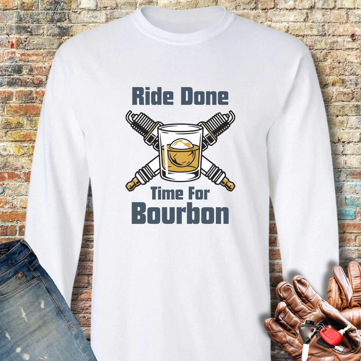 Time For Bourbon Long Sleeve T-Shirt - White