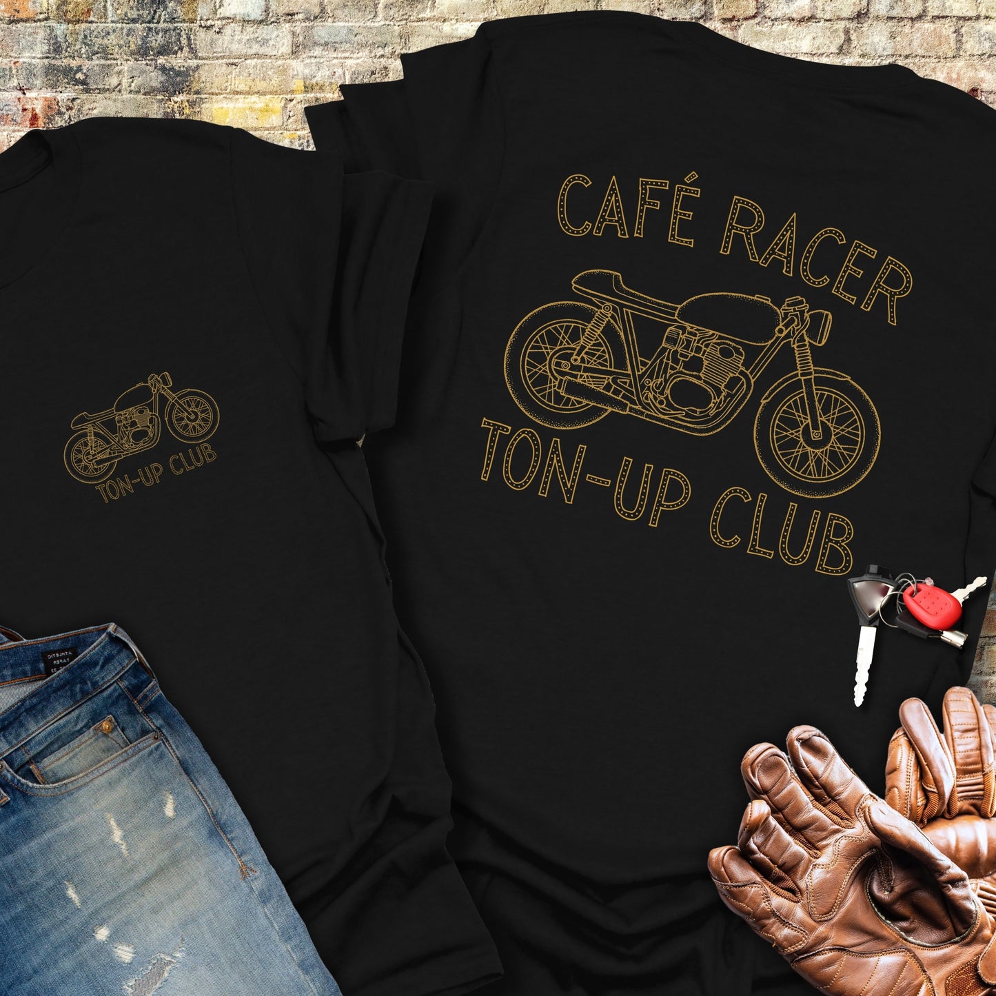 Café Racer Ton-Up Club (Back Print) T-Shirt