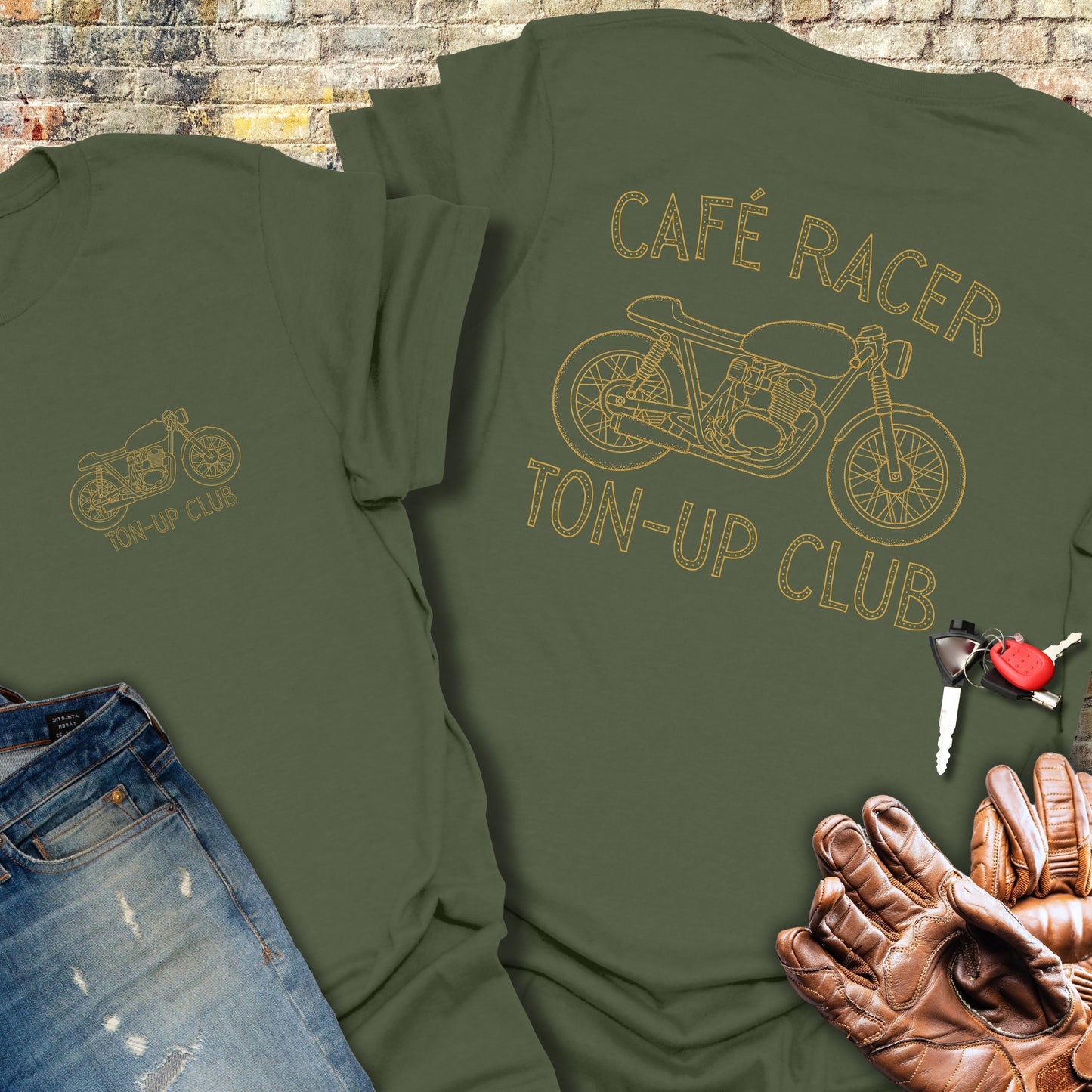 Café Racer Ton-Up Club (Back Print) T-Shirt