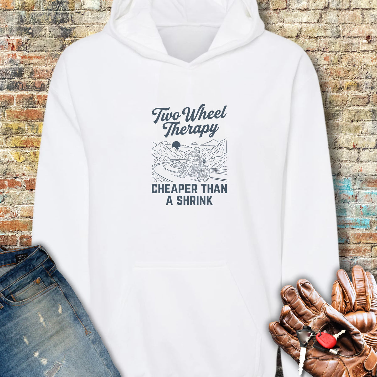 Two Wheel Therapy Hoodie - White