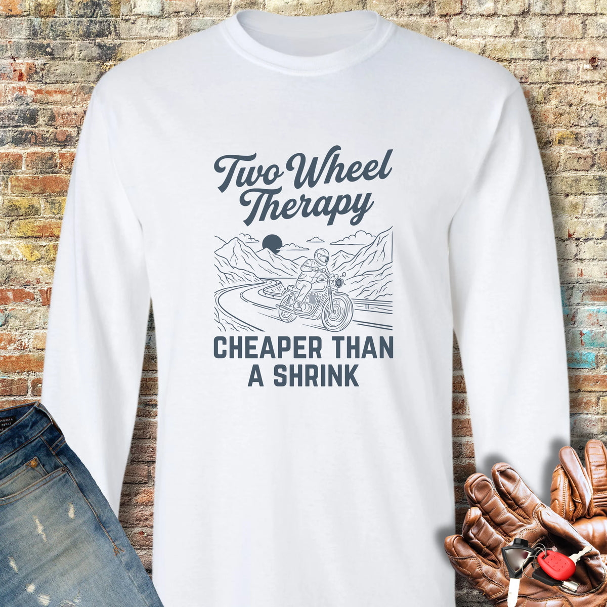 Two Wheel Therapy Long Sleeve T-Shirt - White