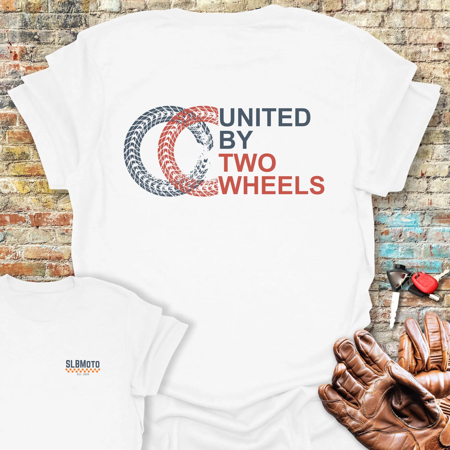 Two Wheels Back Print T-Shirt - White