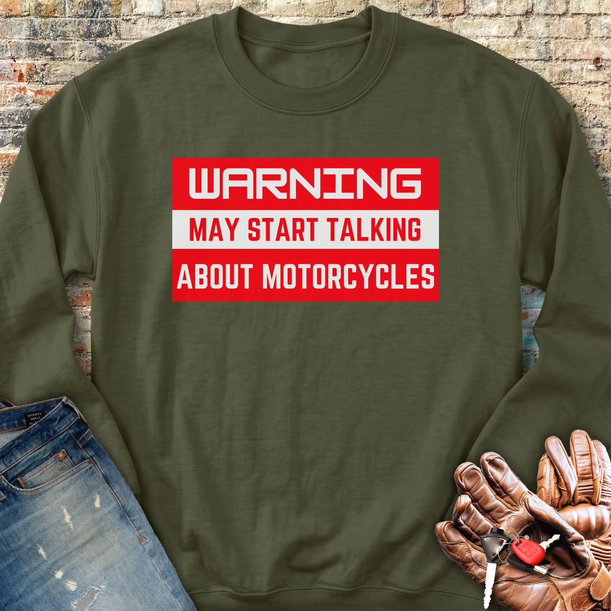 Warning Sweatshirt - Military Green