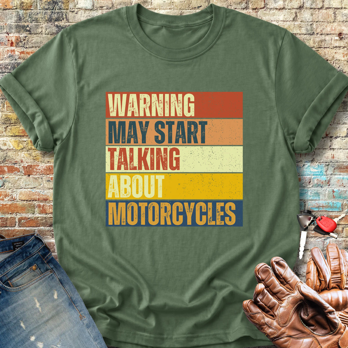 Warning (Block) Classic T-Shirt - Military Green