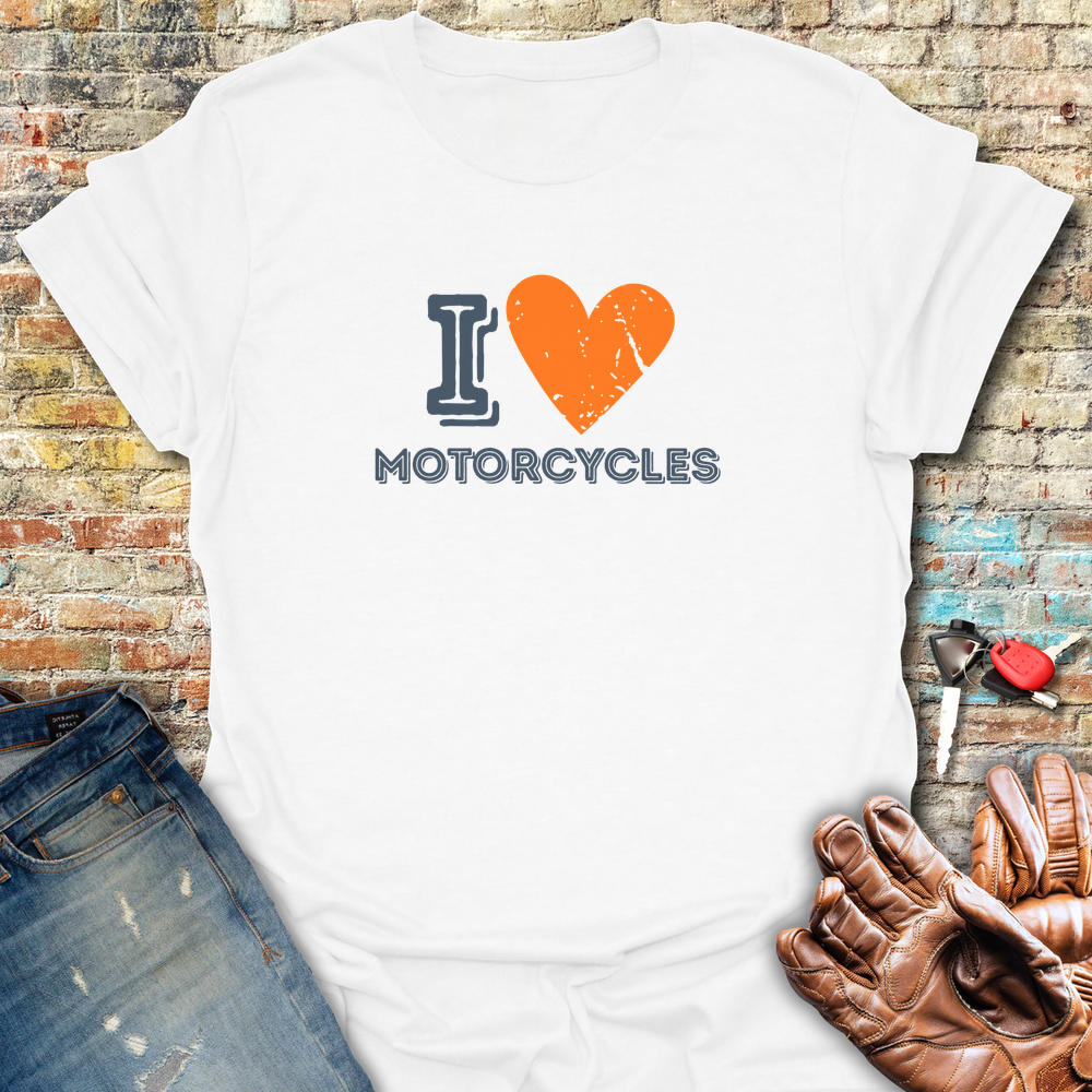 I Heart Motorcycles T-Shirt - White