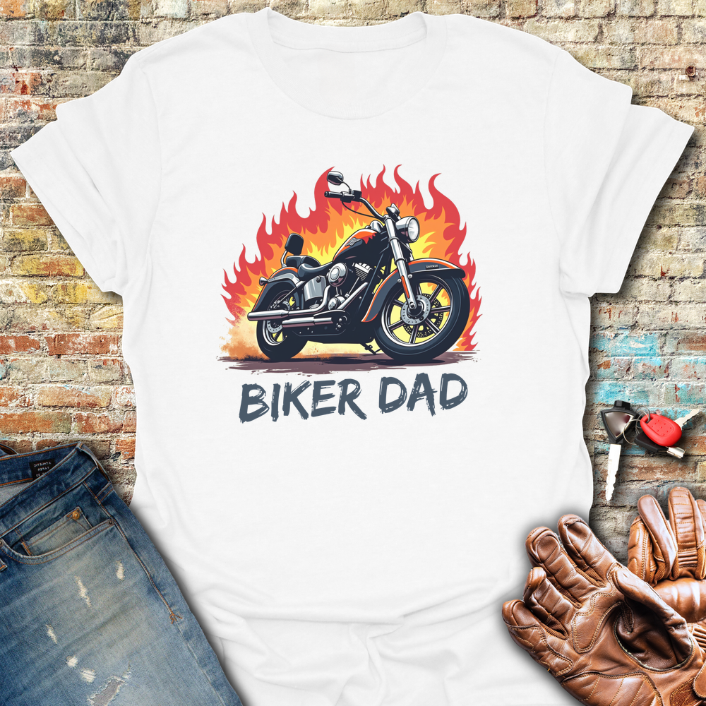 Biker Dad (Flames) T-Shirt