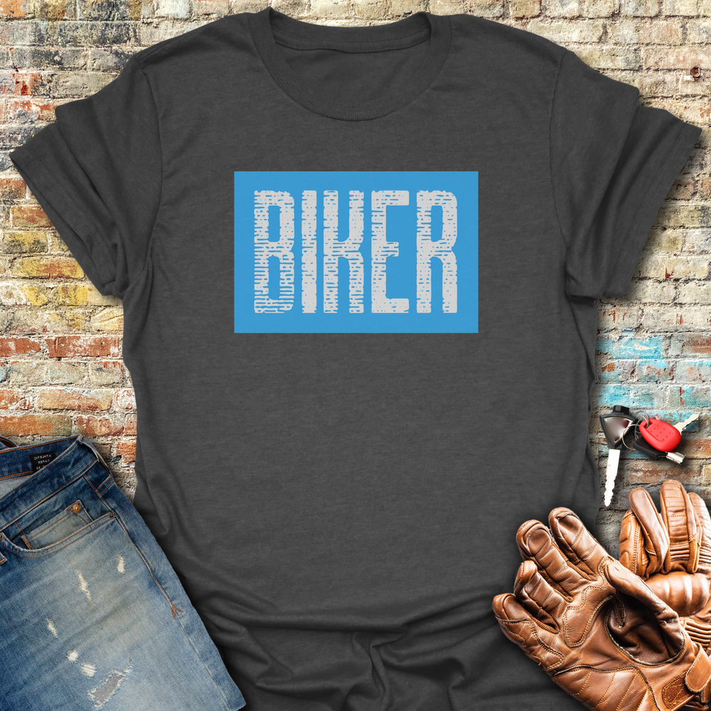Biker In Blue T-Shirt