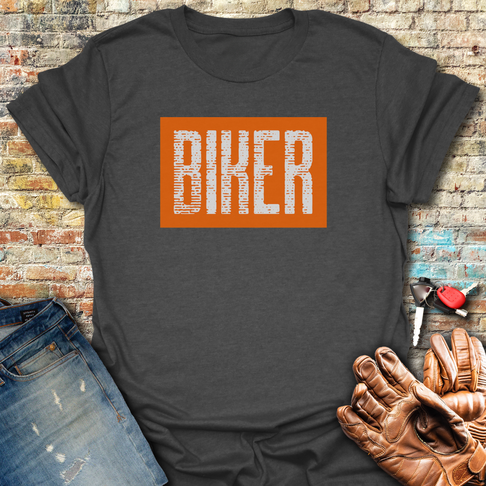 Biker In Orange T-Shirt