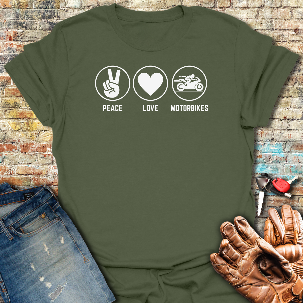 Peace Love Motorbikes T-Shirt