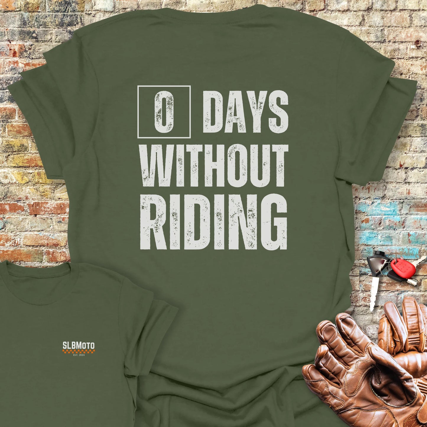 0 Days Back Print T-Shirt - Military Green