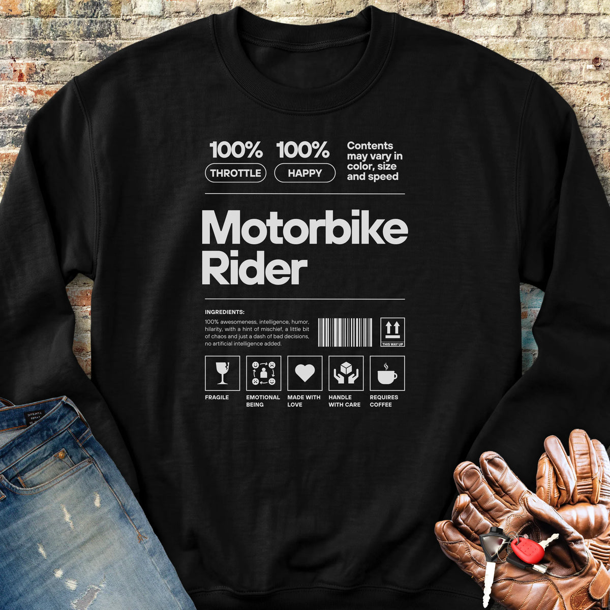 100% Motorbike Rider Sweatshirt - Black