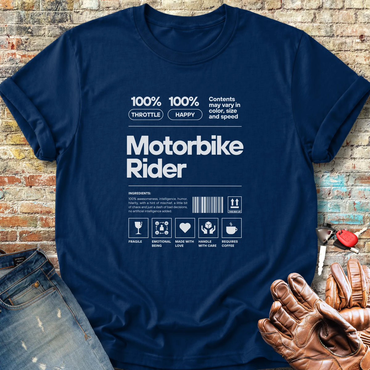 100% Motorbike Rider Classic T-Shirt - Navy