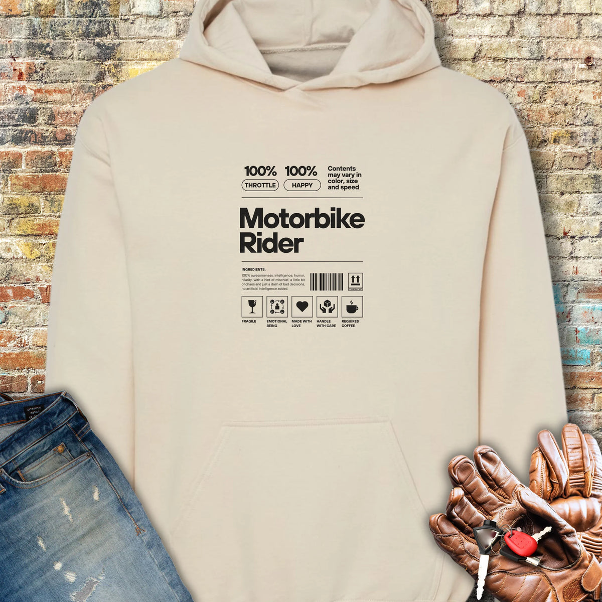 100% Motorbike Rider Hoodie - Sand