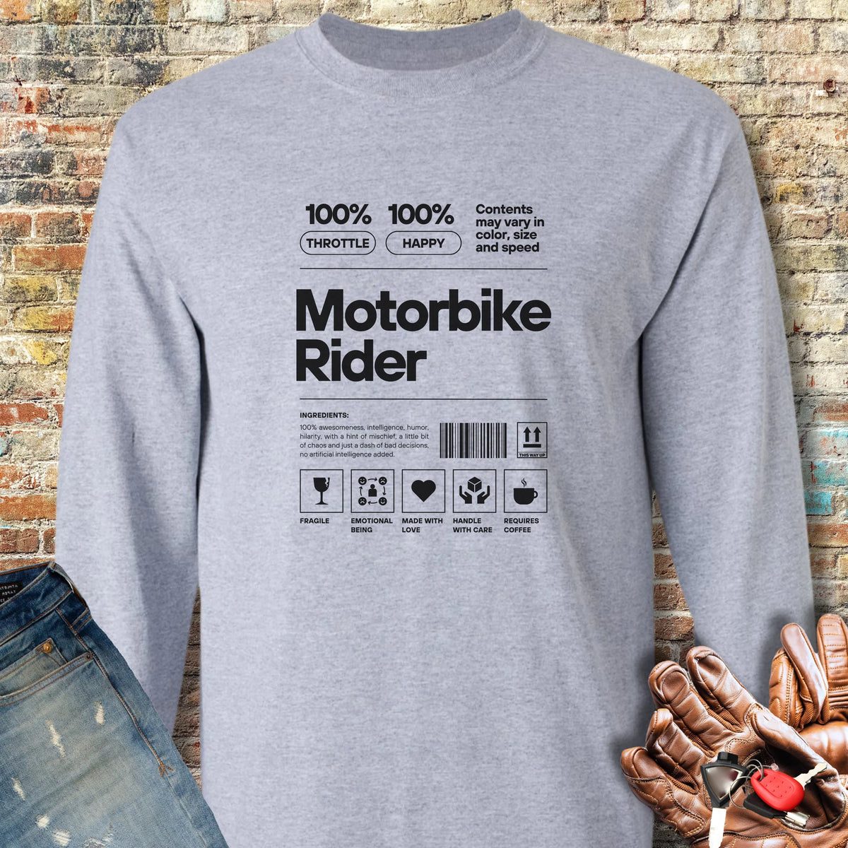 100% Motorbike Rider Long Sleeve T-Shirt - Sport Grey