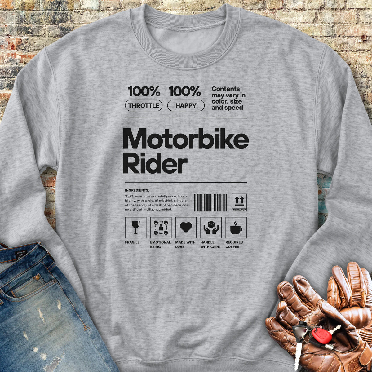 100% Motorbike Rider Sweatshirt - Sport Grey