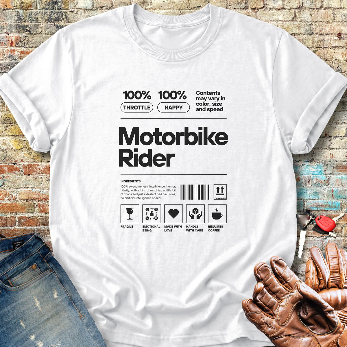 100% Motorbike Rider Classic T-Shirt - White