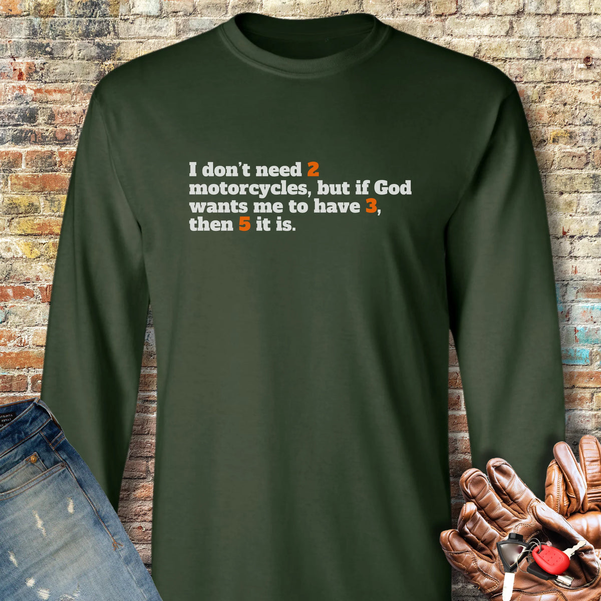 2, 3, 5 Long Sleeve T-Shirt - Forest Green