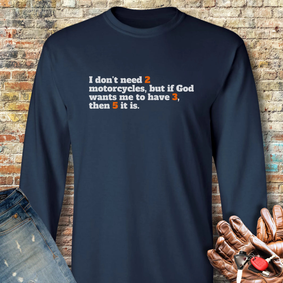 2, 3, 5 Long Sleeve T-Shirt - Navy