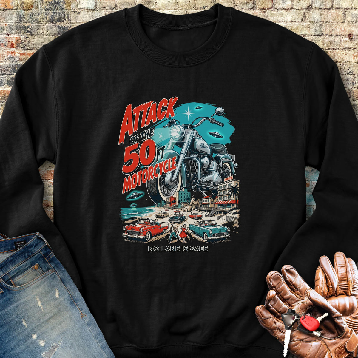 50ft Motorcycle Sweatshirt - Black