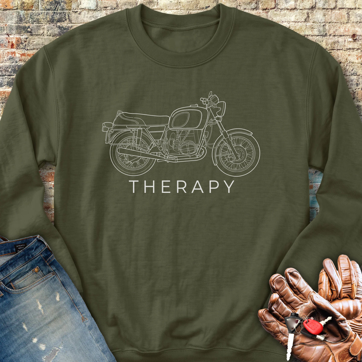 70's Therapy Sweatshirt - Military Green