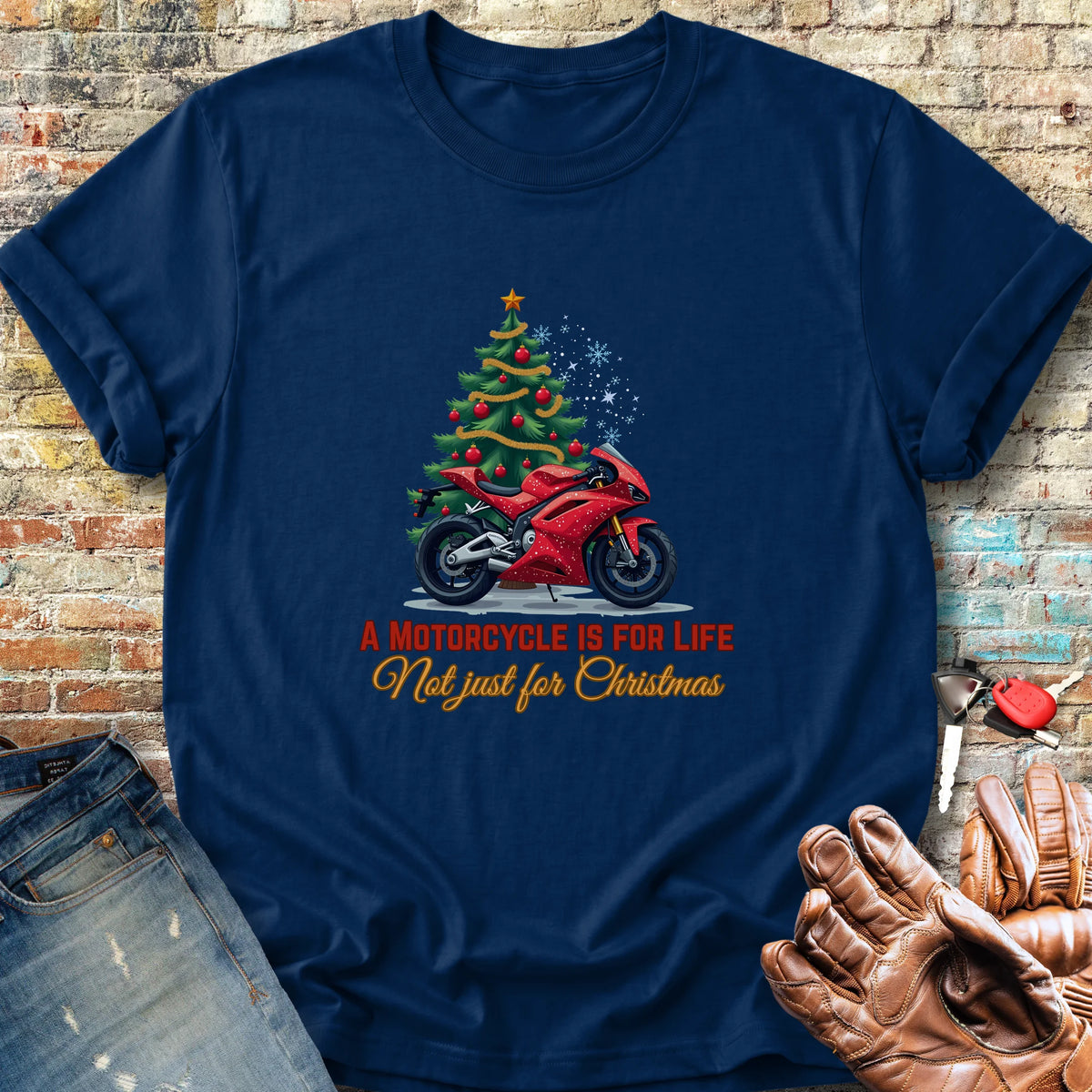 A Motorcycle Is For Life Classic T-Shirt - Navy
