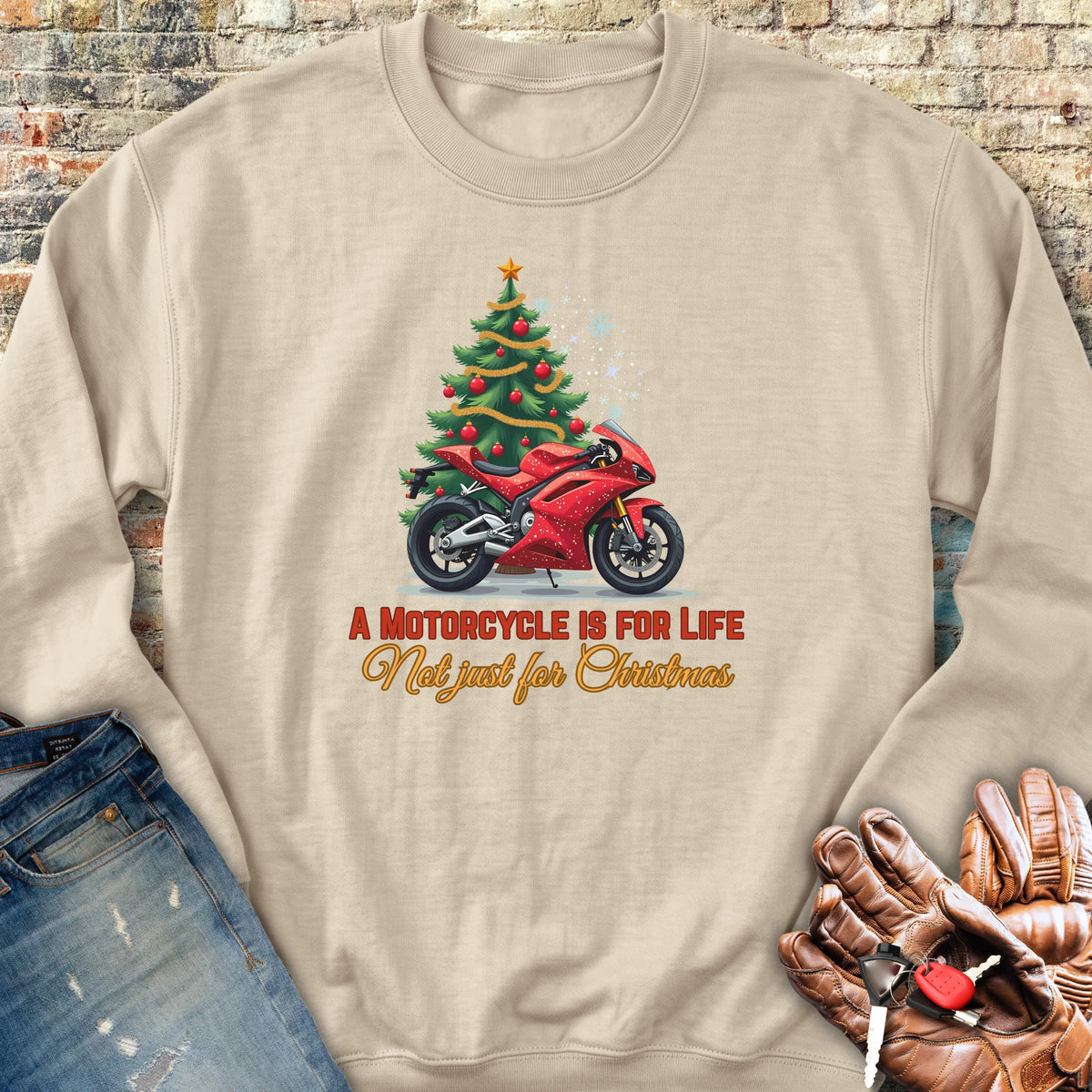 A Motorcycle Is For Life Sweatshirt - Sand