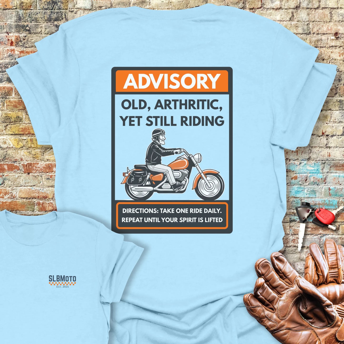 Advisory Back Print T-Shirt - Light Blue