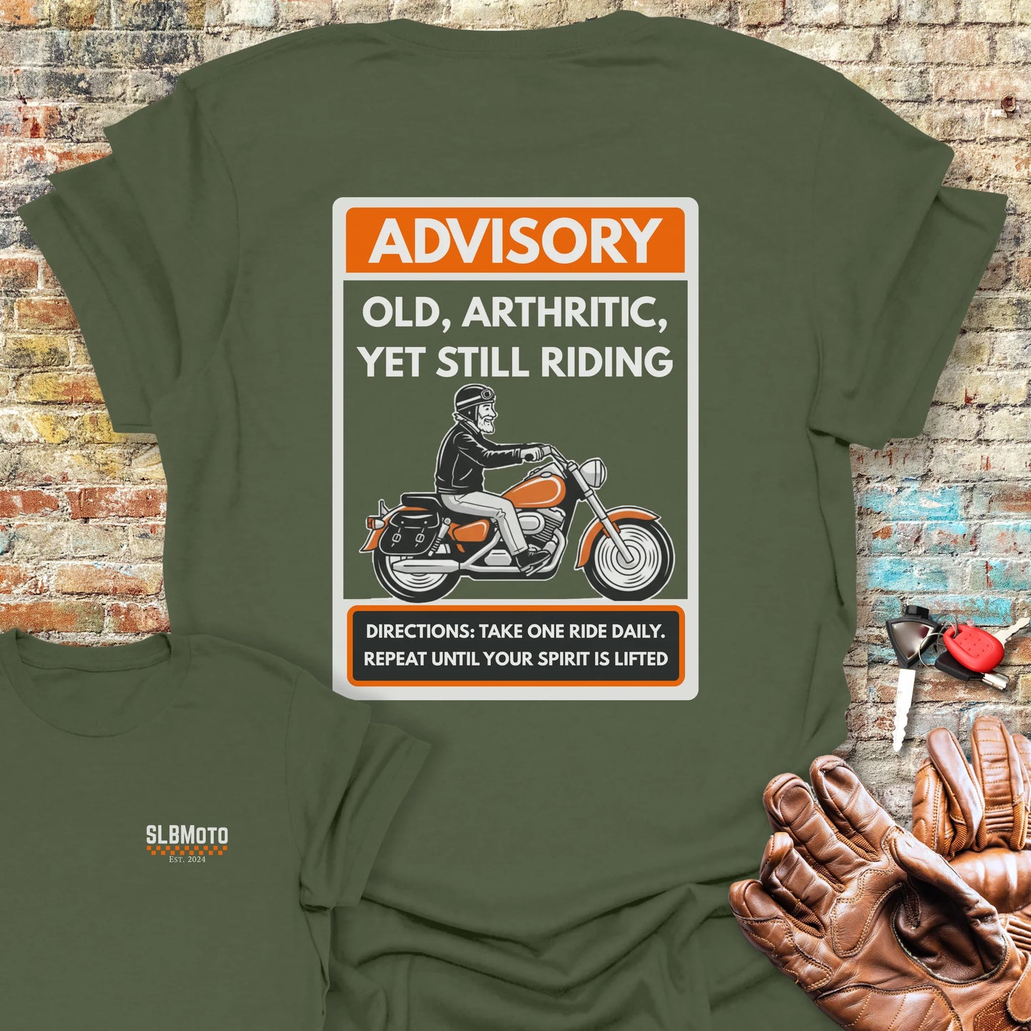 Advisory Back Print T-Shirt - Military Green