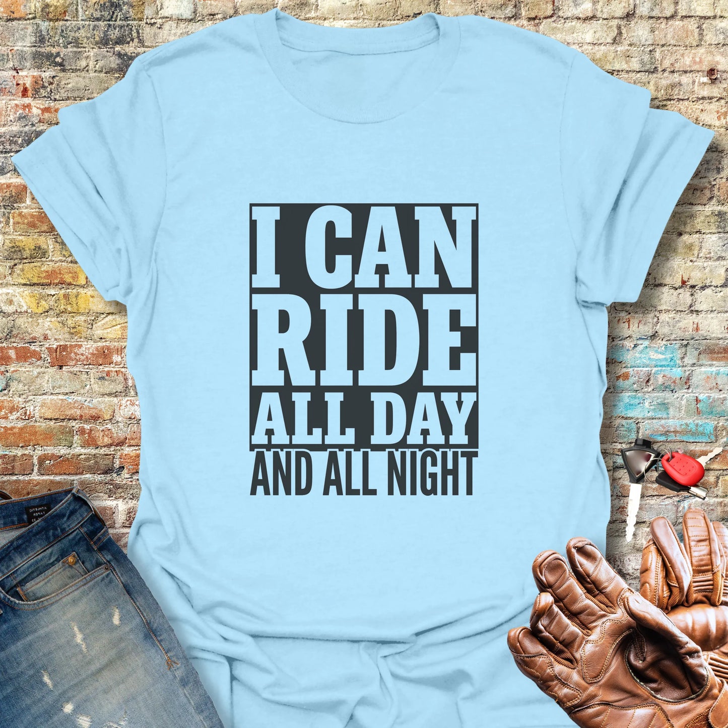 All Day All Night T-Shirt - Light Blue