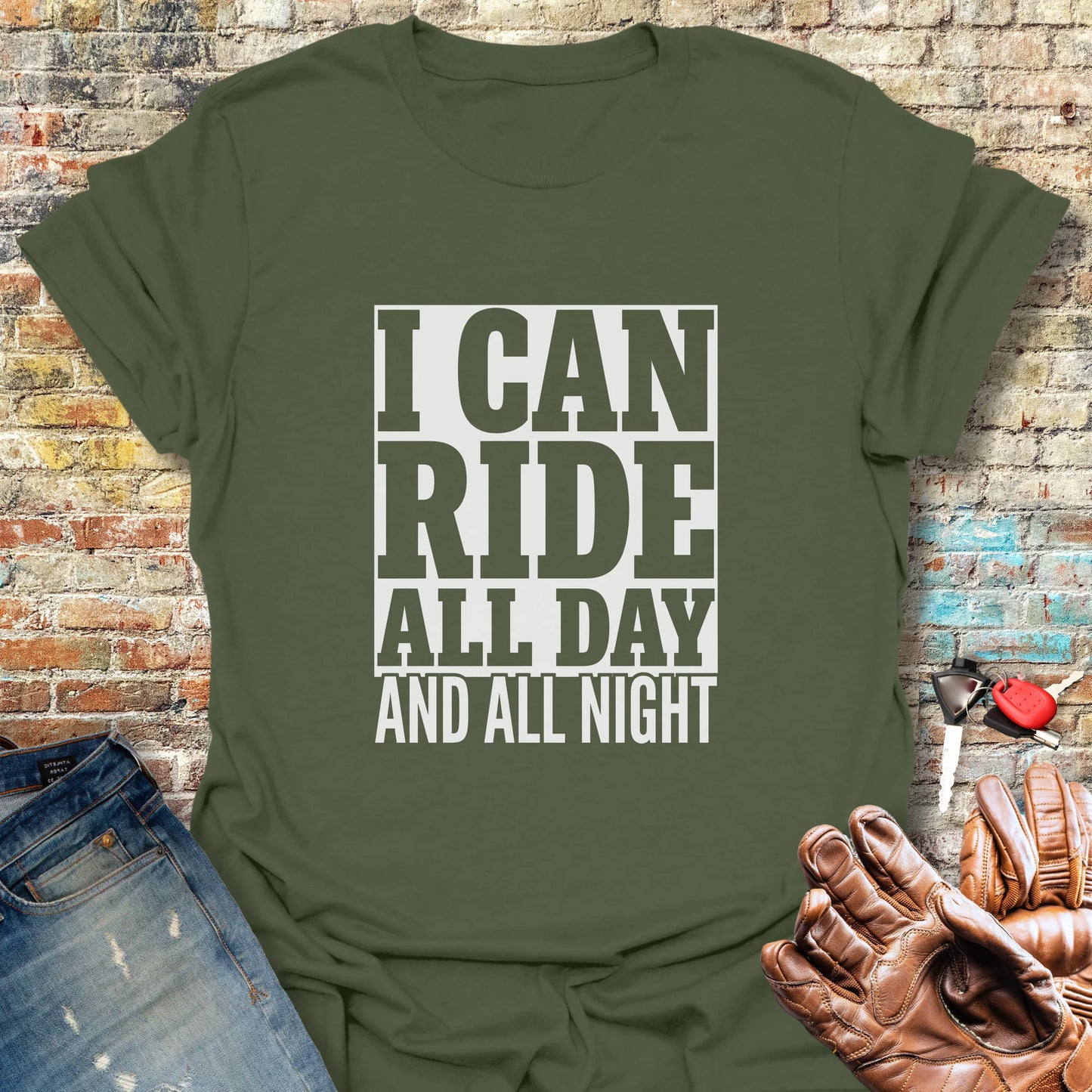 All Day All Night T-Shirt - Military Green