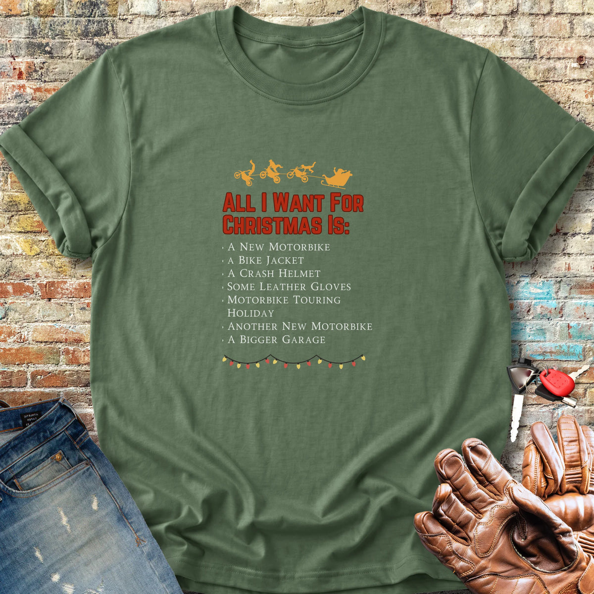 All I Want For Christmas Classic T-Shirt - Military Green