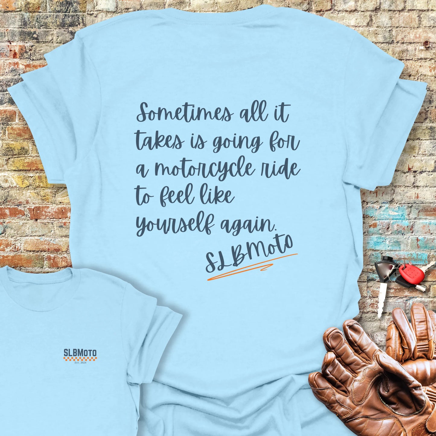 All It Takes Back Print T-Shirt - Light Blue