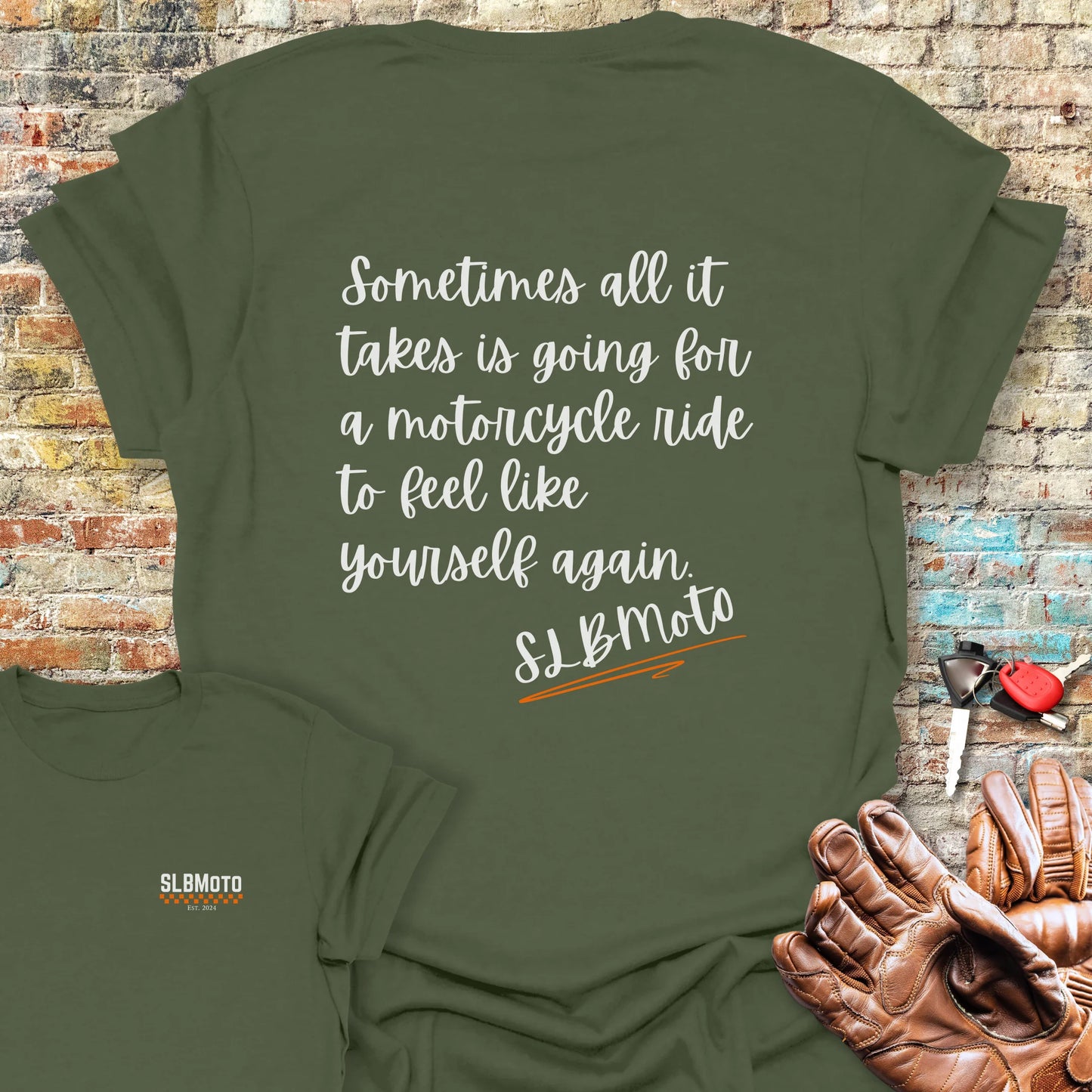 All It Takes Back Print T-Shirt - Military Green