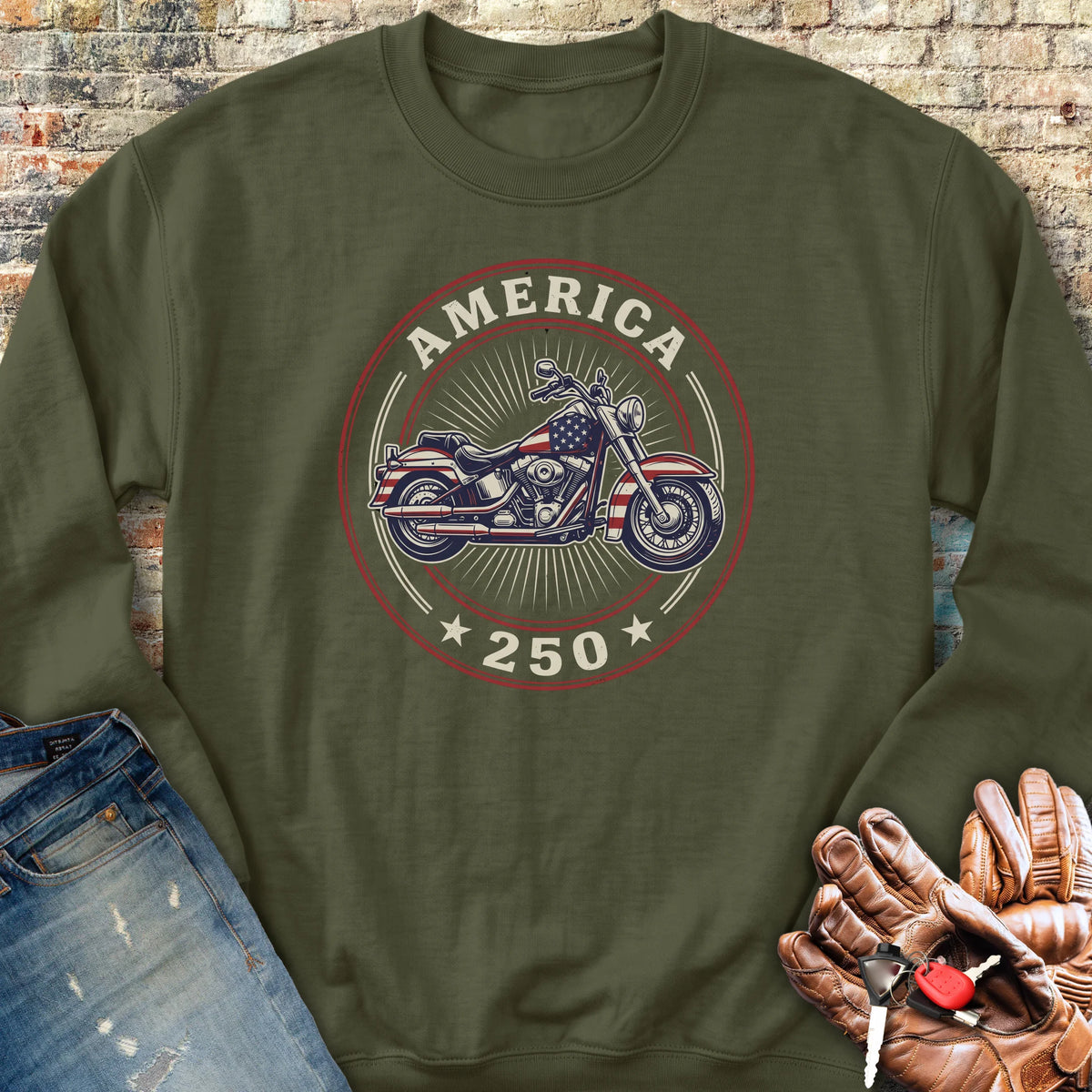 America Badge 250 Sweatshirt - Military Green