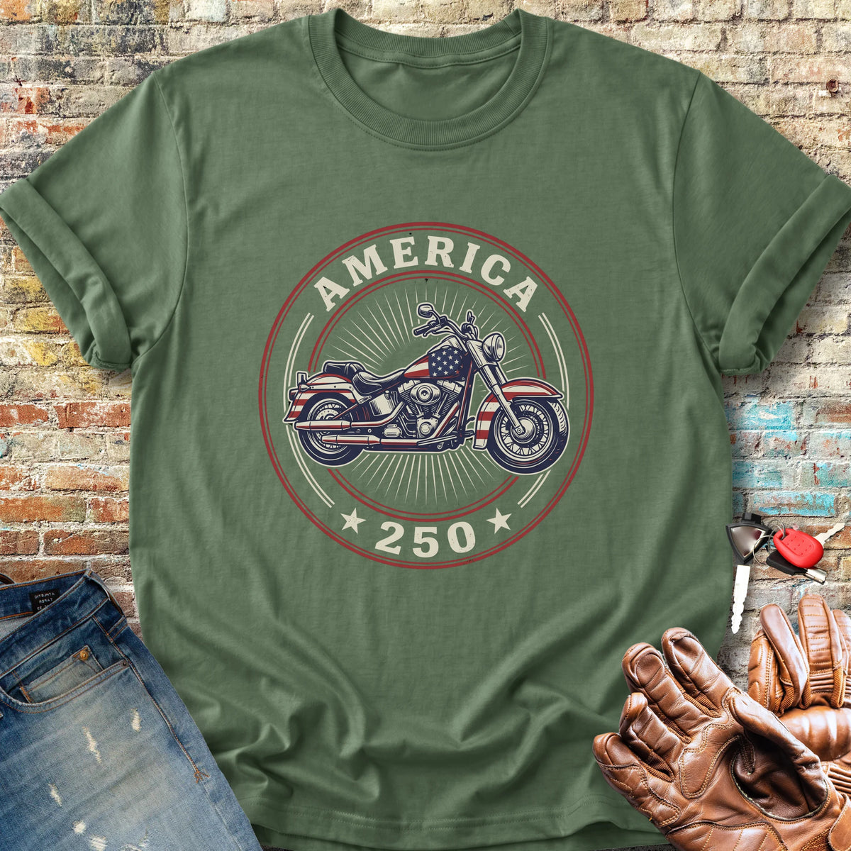 America Badge 250 Classic T-Shirt - Military Green
