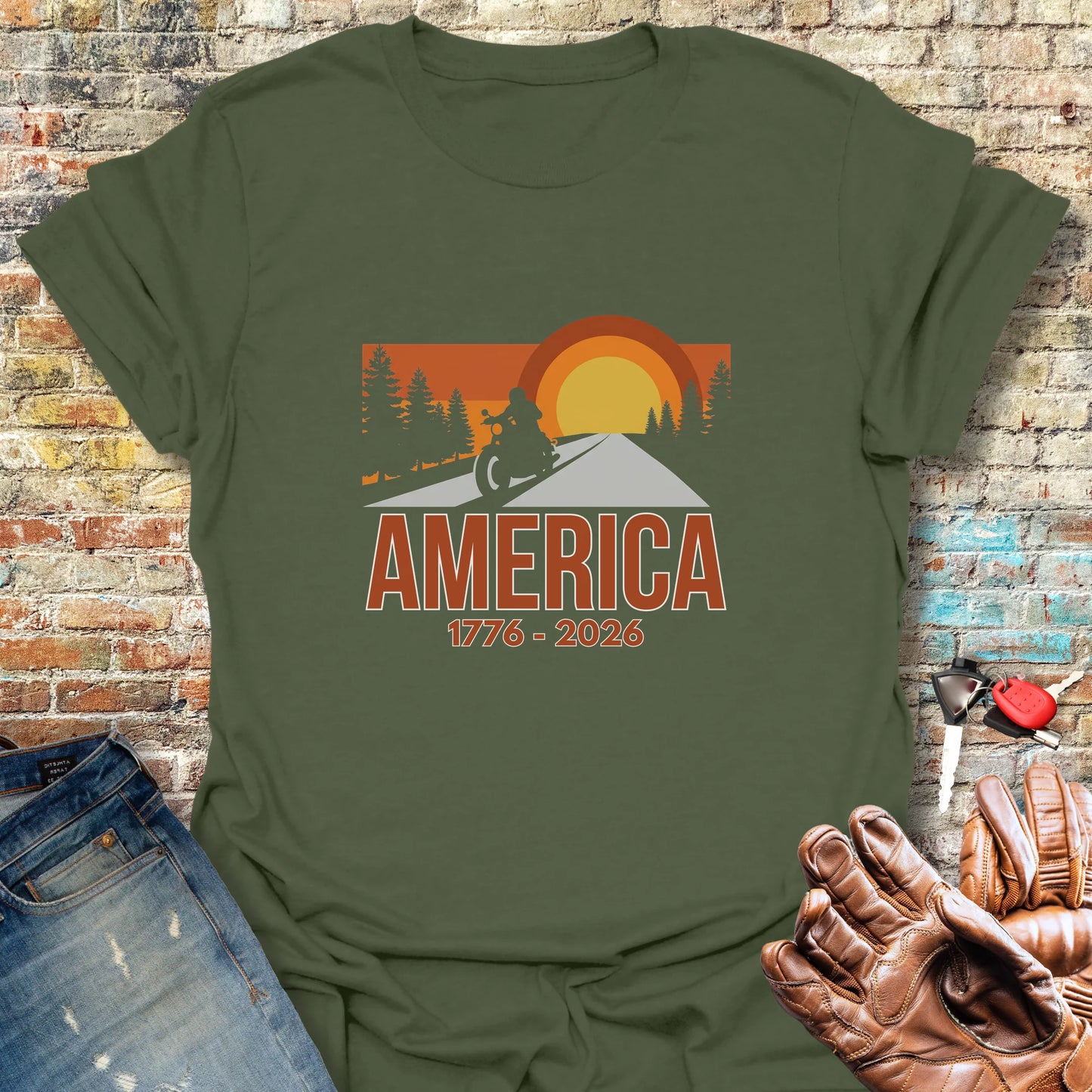 America Sunrise 250 T-Shirt - Military Green
