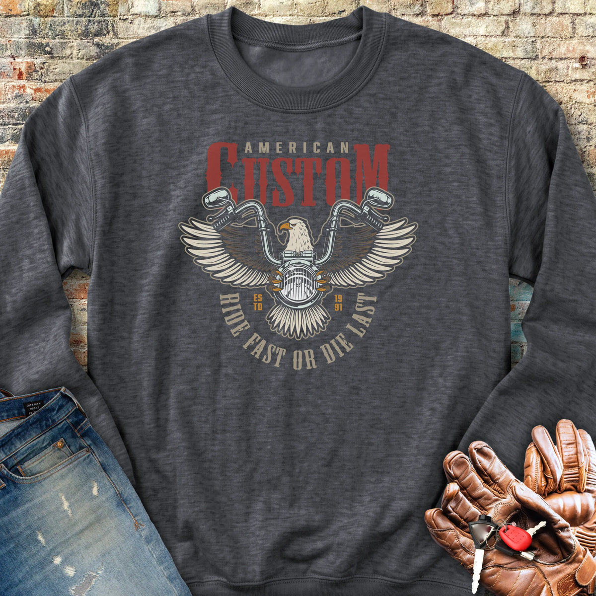 American Custom Sweatshirt - Dark Heather