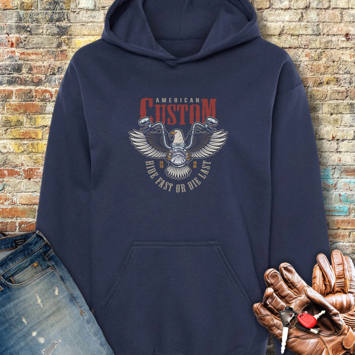 American Custom Hoodie - Navy