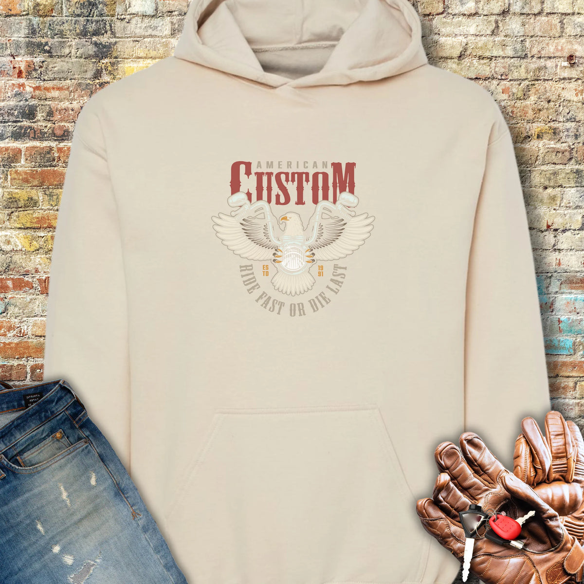 American Custom Hoodie - Sand