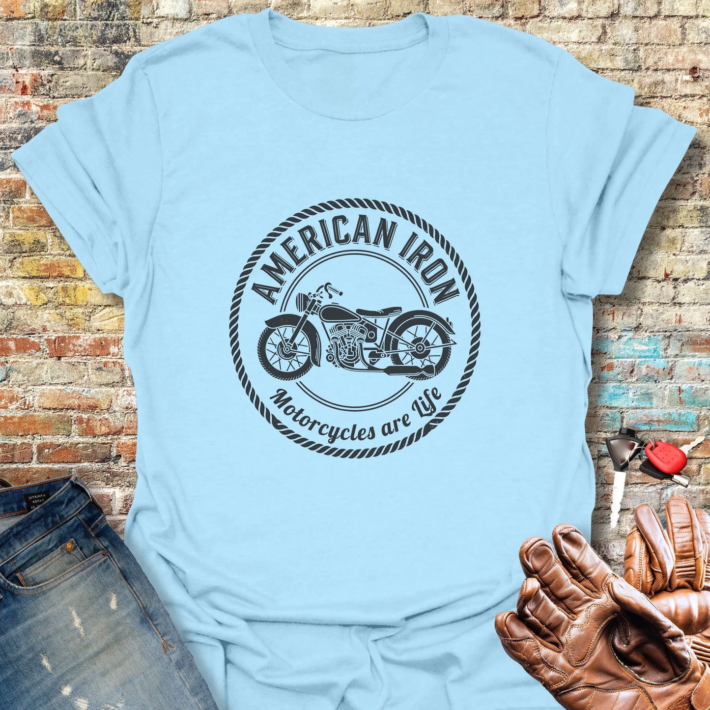 American Iron T-Shirt - Light Blue