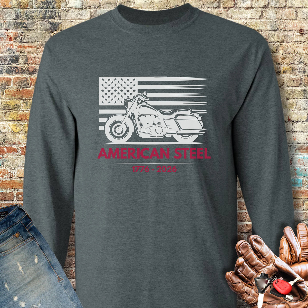 American Steel 250th Long Sleeve T-Shirt - Dark Heather