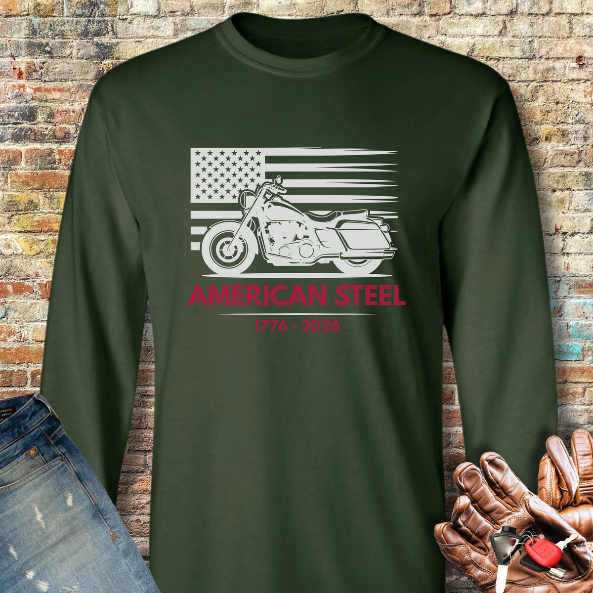 American Steel 250th Long Sleeve T-Shirt - Forest Green