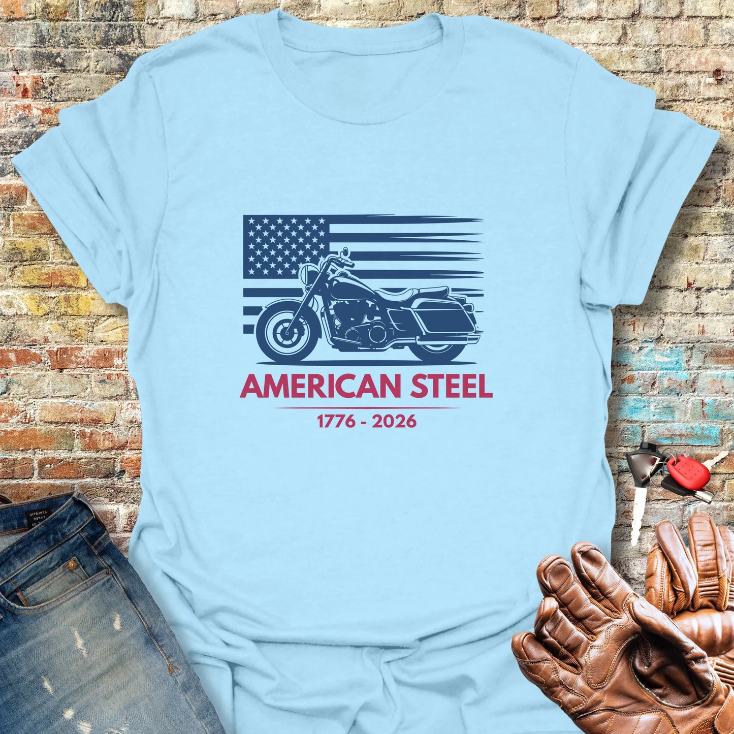American Steel 250th T-Shirt - Light Blue