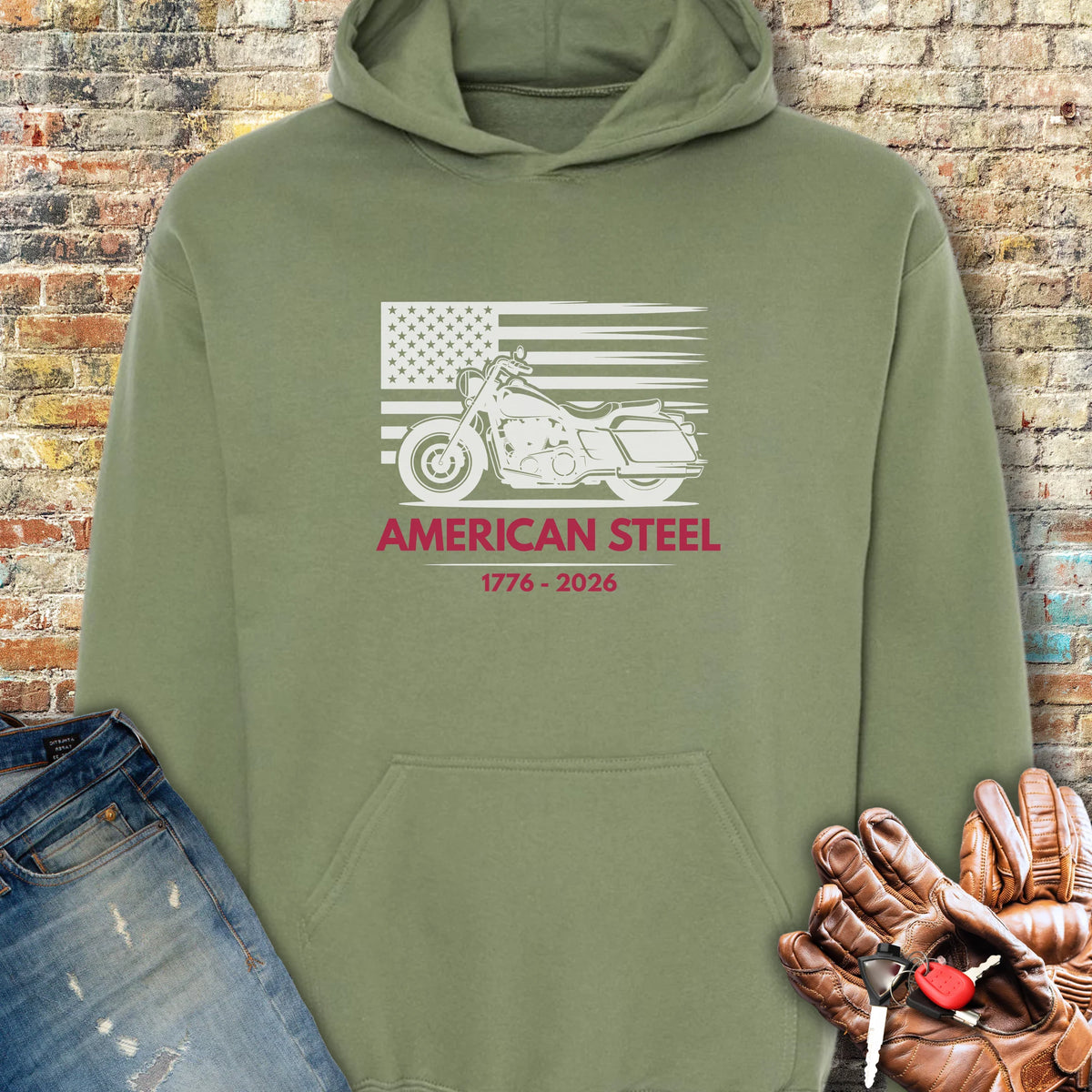 American Steel 250th Hoodie - Military Green