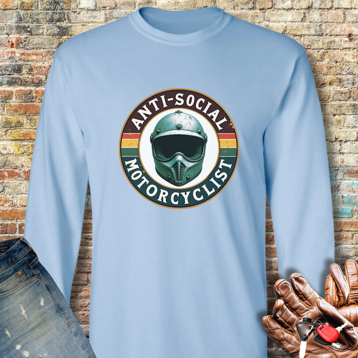 Anti-Social Long Sleeve T-Shirt - Light Blue