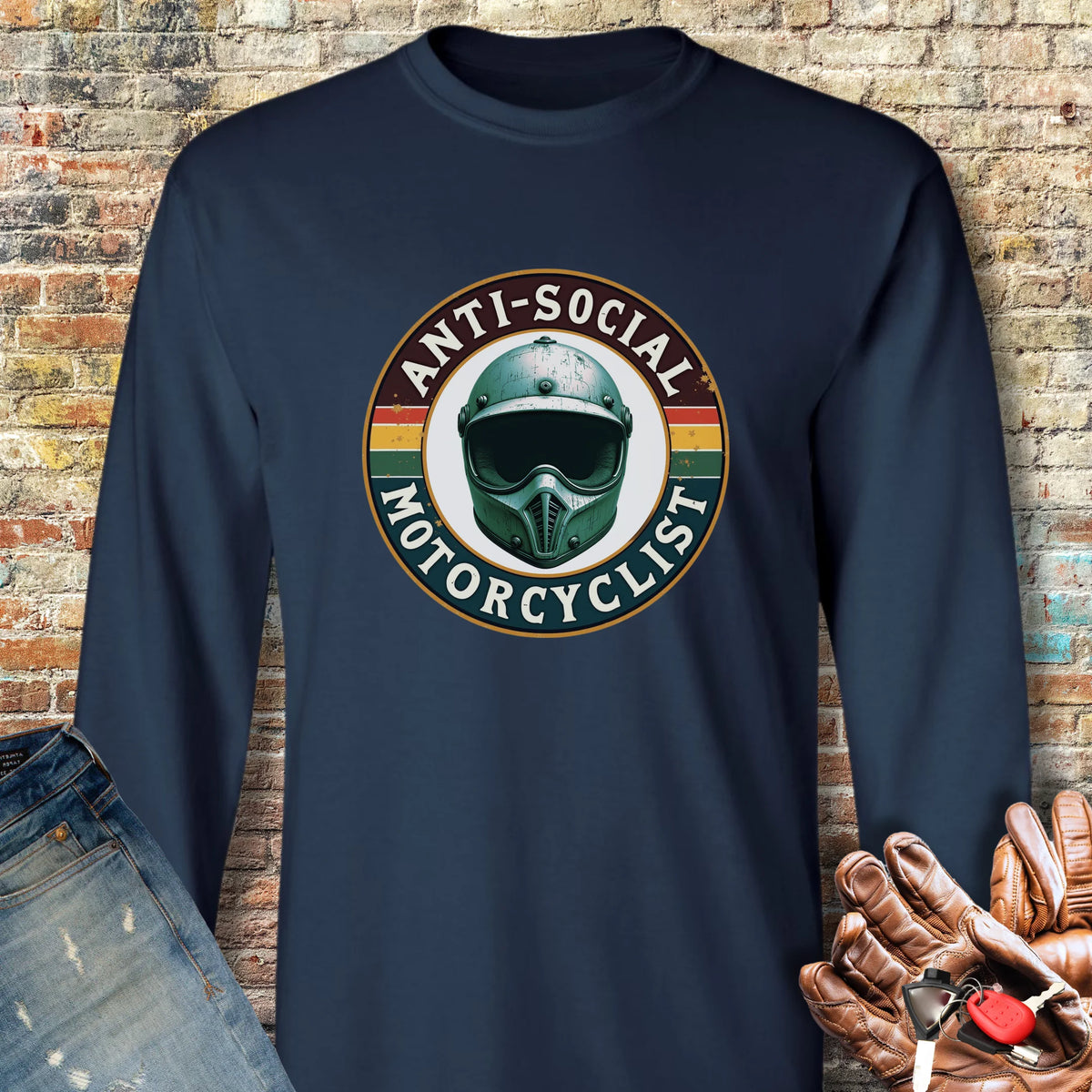 Anti-Social Long Sleeve T-Shirt - Navy